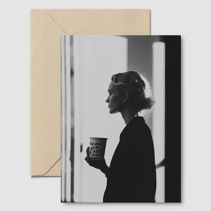 Woman With Coffee Cup By Window