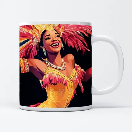 Samba Dancer Yellow Costume Feathers Black Background