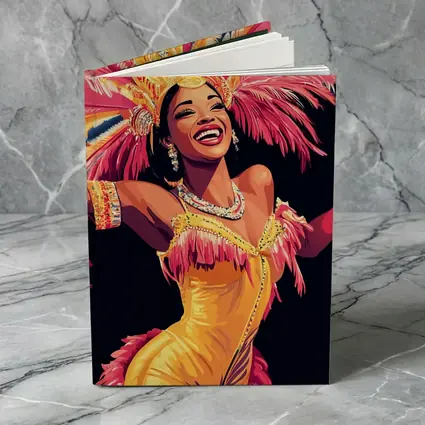 Samba Dancer Yellow Costume Feathers Black Background