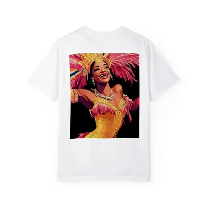 Samba Dancer Yellow Costume Feathers Black Background