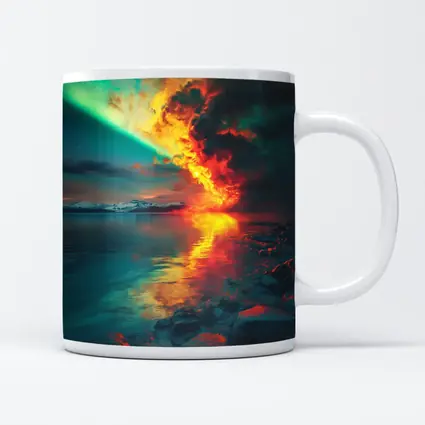 Aurora Fire Explosion Over Arctic Lake