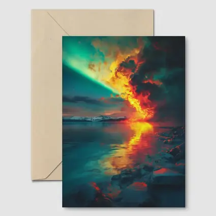Aurora Fire Explosion Over Arctic Lake