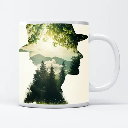 Double Exposure Man Forest Mountains Nature