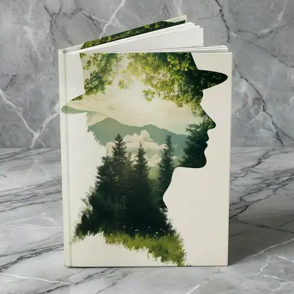Double Exposure Man Forest Mountains Nature