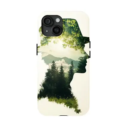 Double Exposure Man Forest Mountains Nature