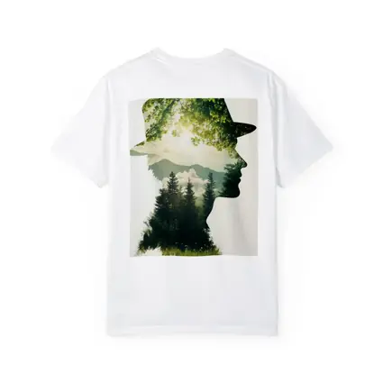 Double Exposure Man Forest Mountains Nature