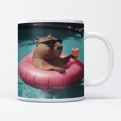Capybara With Sunglasses Relaxing In Pool