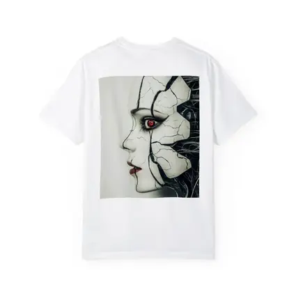 Cracked Porcelain Female Face Cyberpunk Art