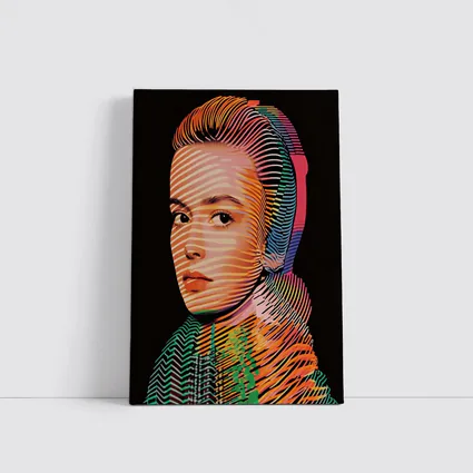 Pop Art Woman Portrait Colorful Line Pattern