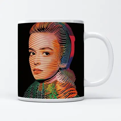 Pop Art Woman Portrait Colorful Line Pattern