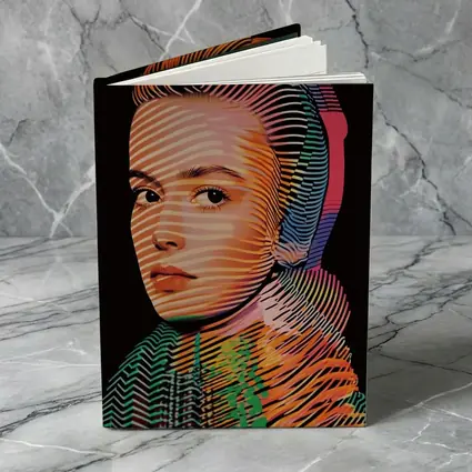Pop Art Woman Portrait Colorful Line Pattern