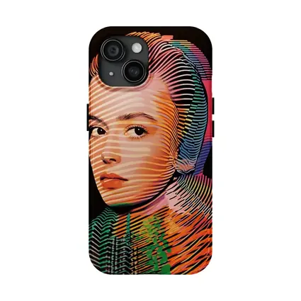 Pop Art Woman Portrait Colorful Line Pattern
