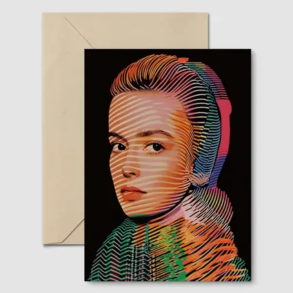 Pop Art Woman Portrait Colorful Line Pattern