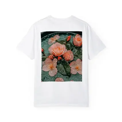 Pink Roses Floating Green Bowl Water Drops
