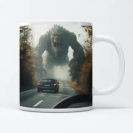 Giant Monster Attacking Car on Forest Road