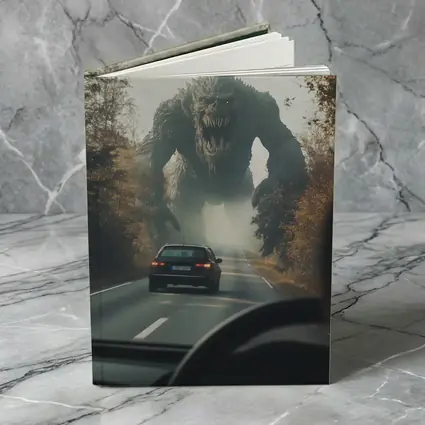 Giant Monster Attacking Car on Forest Road
