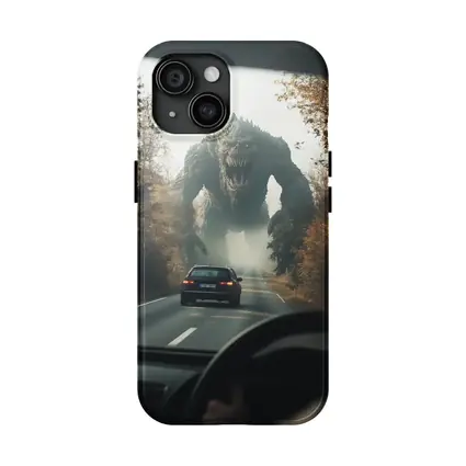 Giant Monster Attacking Car on Forest Road