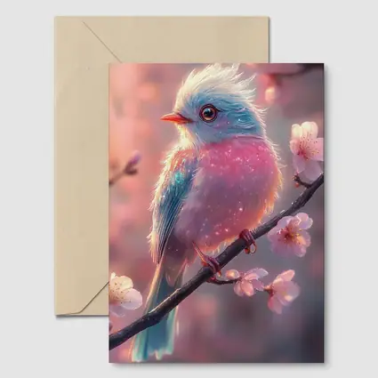 Fluffy Fantasy Bird Cherry Blossom Branch