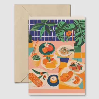 Sushi Spread Illustration Tropical Plant Background