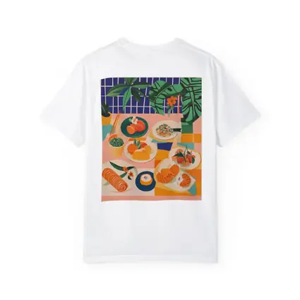 Sushi Spread Illustration Tropical Plant Background