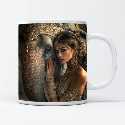 Woman With Golden Elephant Indian Style