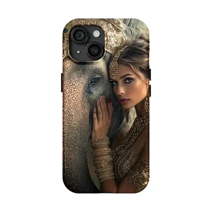 Woman With Golden Elephant Indian Style