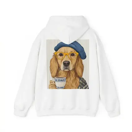 Golden Retriever Dog With Coffee Beret Glasses
