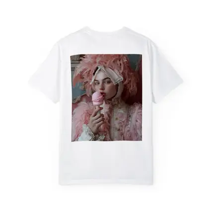 Rococo Woman Pink Feathers Ice Cream