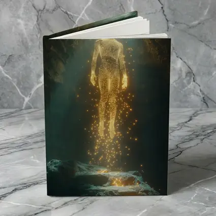 Golden Light Being Ascending In Dark Cave