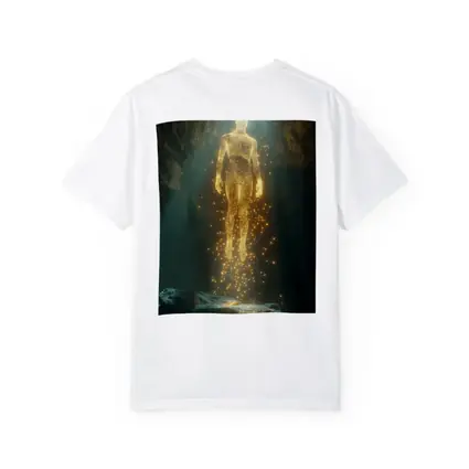 Golden Light Being Ascending In Dark Cave
