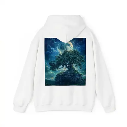 Ancient Oak Tree Moonlit Fantasy Night Sky