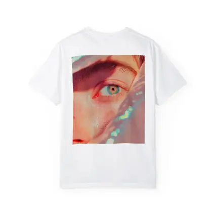 Close Up Blue Eye Holographic Light Portrait