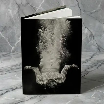 Man Diving Underwater Black White Photography