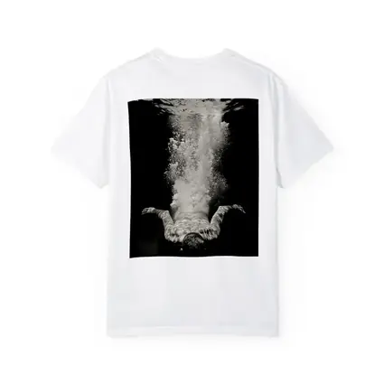 Man Diving Underwater Black White Photography