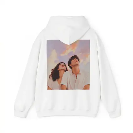 Young Couple Gazing Up Pastel Sky