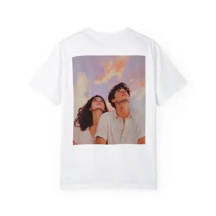 Young Couple Gazing Up Pastel Sky