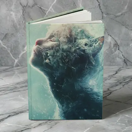Cat Surreal Water Splash Blue Abstract Art