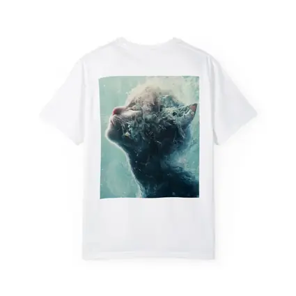 Cat Surreal Water Splash Blue Abstract Art