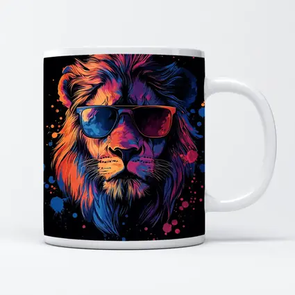 Cool Lion Wearing Sunglasses Neon Splatter