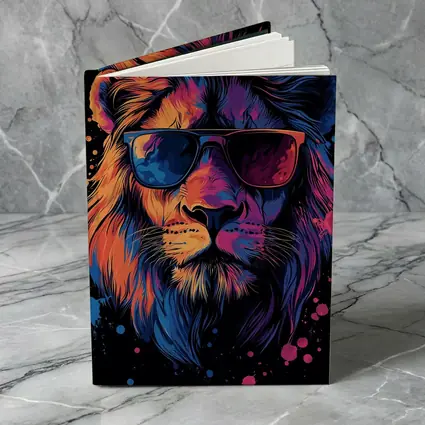 Cool Lion Wearing Sunglasses Neon Splatter