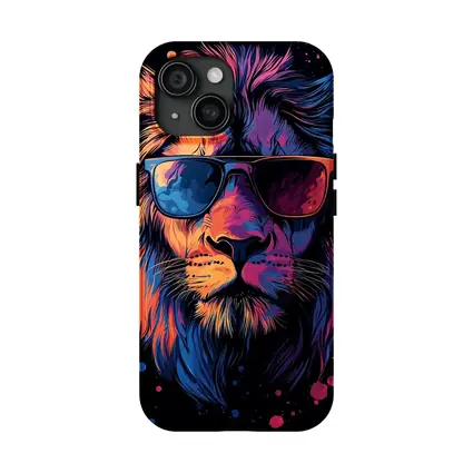 Cool Lion Wearing Sunglasses Neon Splatter