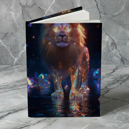 Glowing Crystal Lion Neon Dark Fantasy