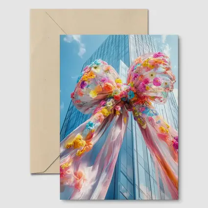 Floral Bow Giant Skyscraper Blue Sky