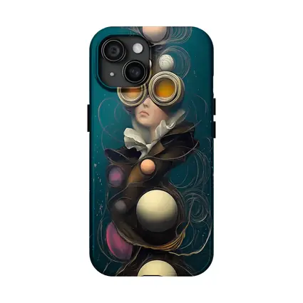 Surreal Woman Steampunk Goggles Teal Background
