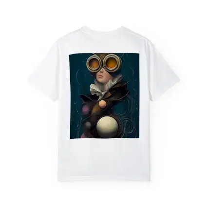 Surreal Woman Steampunk Goggles Teal Background