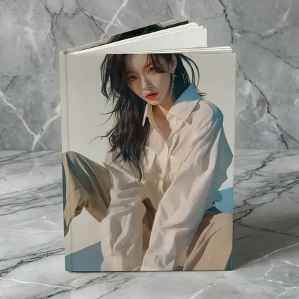 Korean Fashion Girl White Outfit Minimal Background