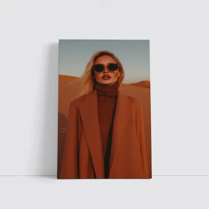 Blonde Woman Desert Dunes Fashion Portrait