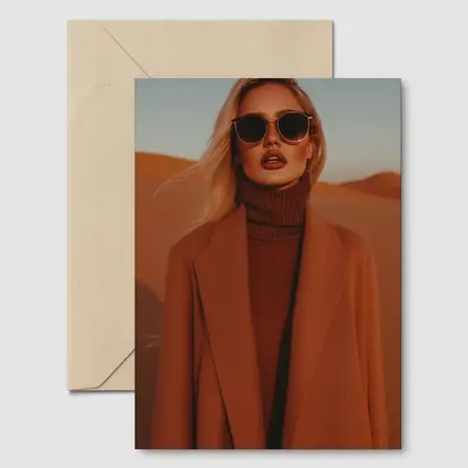 Blonde Woman Desert Dunes Fashion Portrait