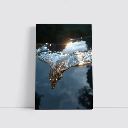 Silver Dragon Flying Over Reflective Water