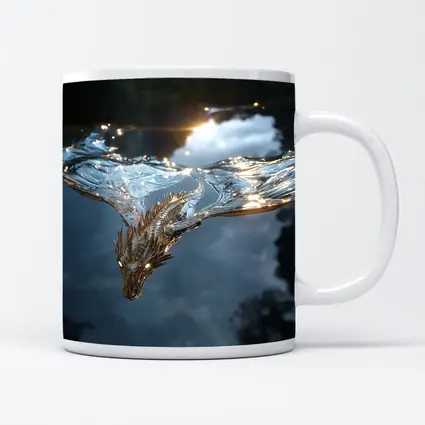 Silver Dragon Flying Over Reflective Water
